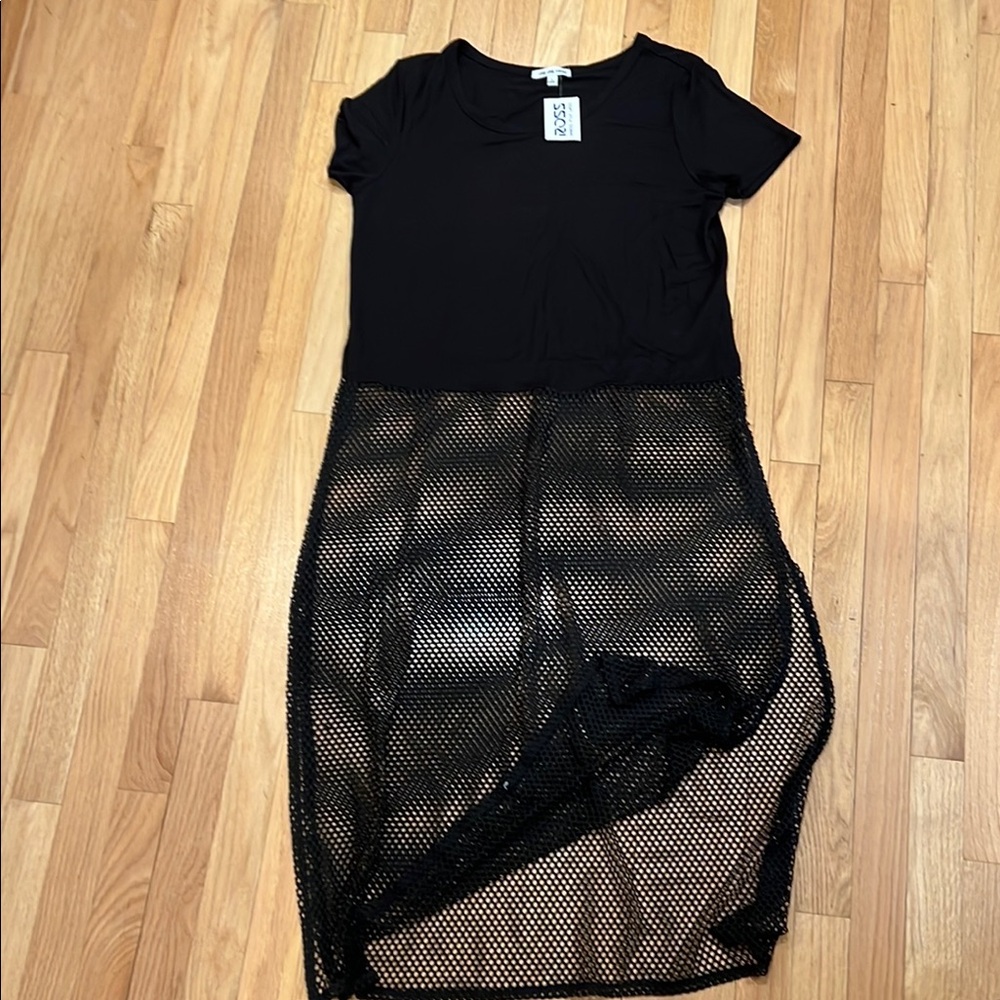 Cha Cha Vente Black Mesh Swim Coverup